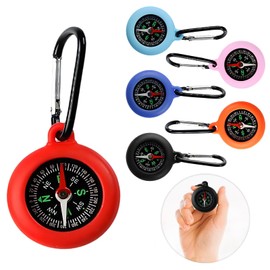 SHYSBV Pack of 6 Multicolour Children's Mini Compass, Mini Compass Children Outdoor, Compass Outdoor with Carabiner Hook, Portable Compass Children's Birthday, Precise and Fast, for Holiday Camp