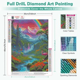 MOGTAA 5D Diamond Painting Kits for Adults, Landscape Diamond Art Painting Kits for Adults Beginners, DIY Round Diamond Dots Kits Rainbow Painting Craft for Home Decor 30x40cm