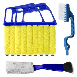 4Pcs Window Blinds Cleaner Shutters, 2* Blind Cleaners 1*Window Gap Groove Brush 1*Car Interior Cleaning Tool, Dust Remover for Window Blind Air Conditioning Home Gadgets, Car Vents, Fan Shutters
