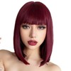 Short Bob Wig with Bangs, Synthetic Straight Hair Wigs for