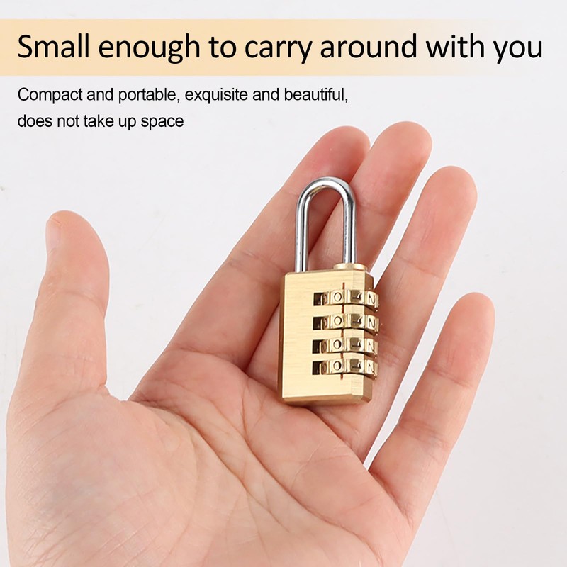Combination Lock Small, Pack of 2 Padlock Numbers Gold Lock