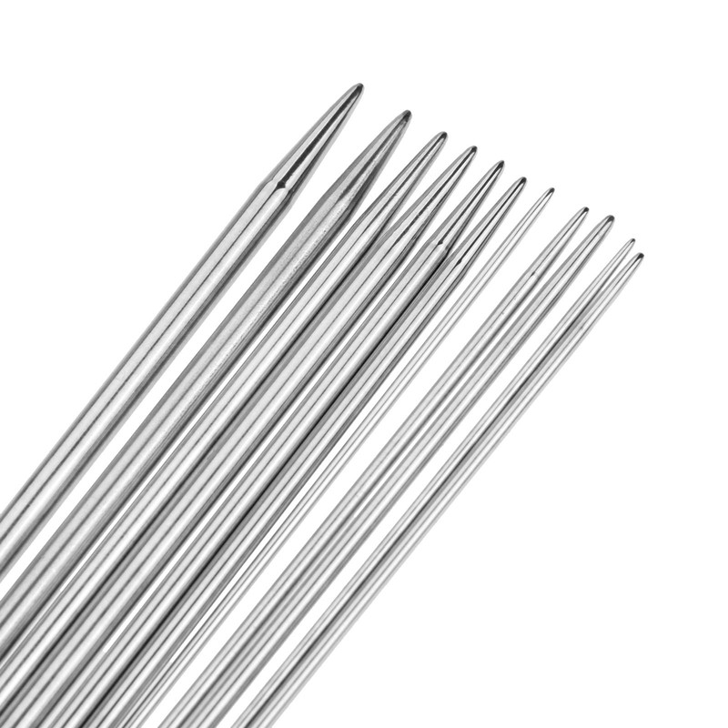 11 Sizes 10" 25CM Stainless Steel Double Pointed Knitting Needles