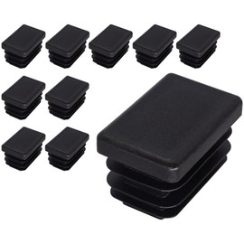 SKIR'CO (10 pcs) Rectangular Plastic Plugs 20 x 30 mm, Mat Tube End Caps, Rectangle Tube Inserts, Fence Post Plugs, Black RAL 9005