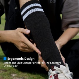 Soccer Shin Guards and Soccer Socks for 5-13 Years Old Boys and Girls, Soccer Equipment Protection with Hard Protective Shell for Boys Girls (Black, Small)