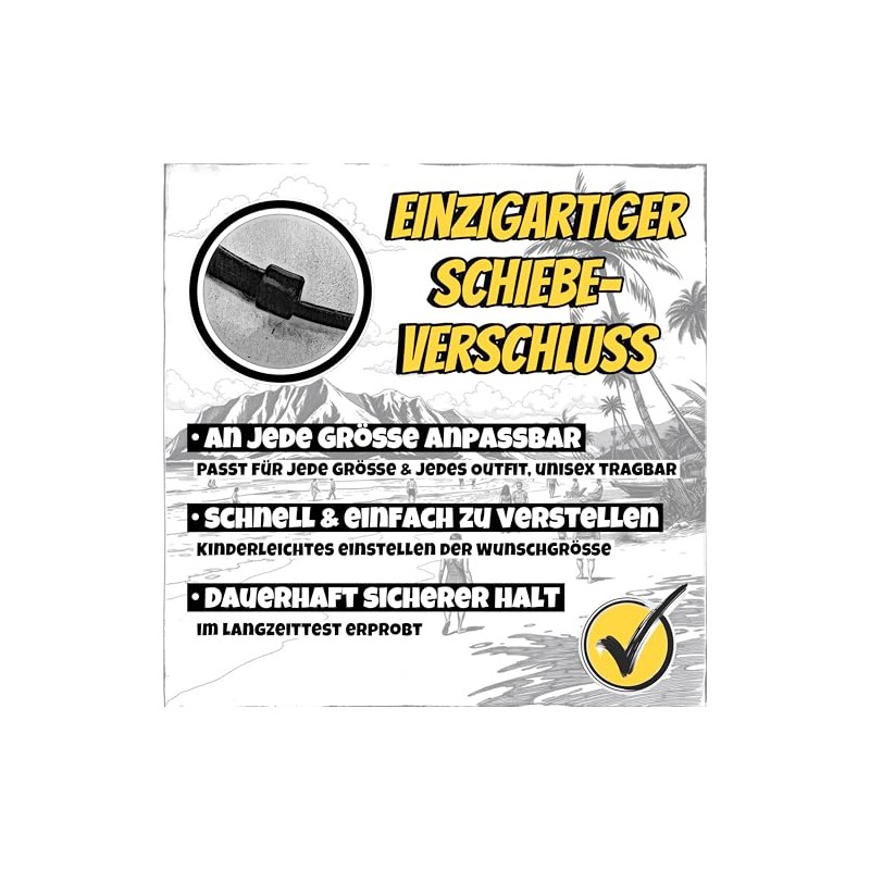 HANA LIMA Halskette Sonne Schwarzer Schmuckstein Lederhalskette Surferkette Lederkette Surferhalskette