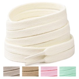 Handshop Wide Flat Athletic Shoelaces 5/16"(2 Pair) - Shoe Laces for Sneakers and Casual Shoes Replacements Cream 43 inch (110cm)