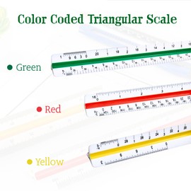 Architectural Scale Ruler, 12” Plastic Architect Scale, Triangular Ruler for Architects, Students, Engineers, Drawing Drafting Tools