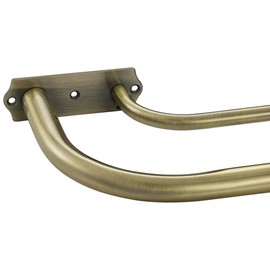 Antique Bronze Double Curtain Rods, Double Curtain Rod for Window 28-48 Inches, Wrap Around Design Room Darkening Curtain Rods, Adjustable 1-Inch Diameter Front and 5/8 Inch Back Double Drapery Rod