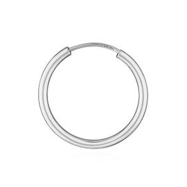 NKlaus Single 585 Gold White Gold Creole Earrings 1.9 mm Round Gold Earring 20 mm 9044, White Gold