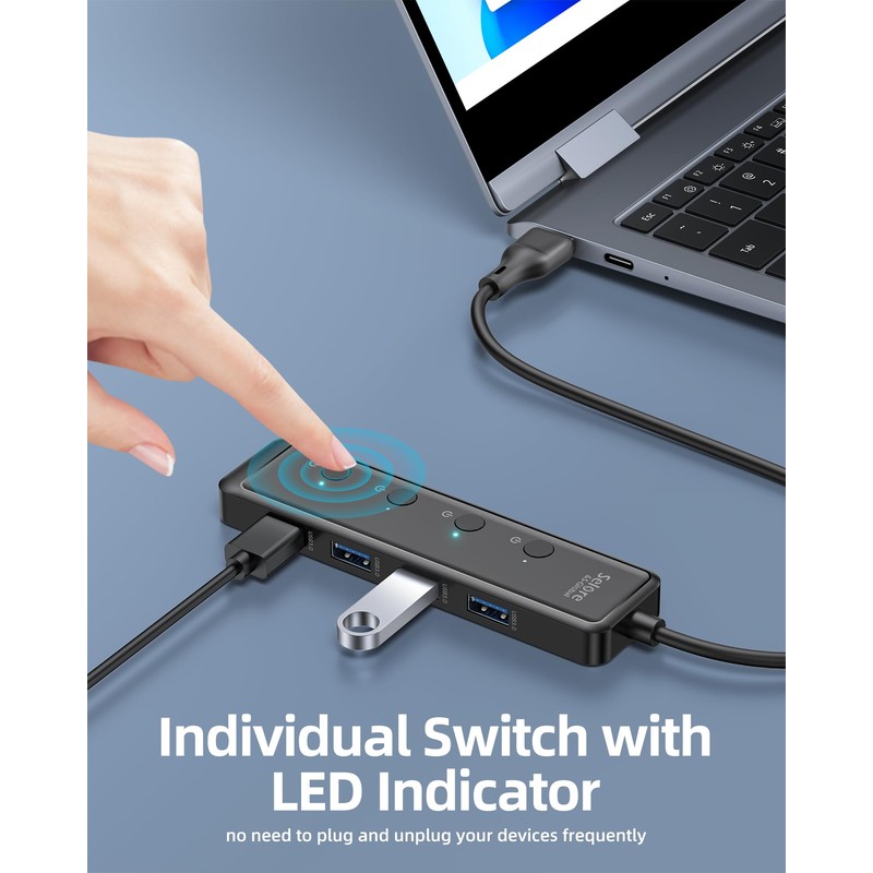Selore 4-Port USB 3.0 Hub Ultra-Slim Data USB Splitter USB