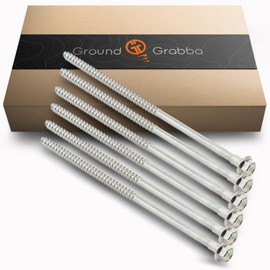 GROUNDGRABBA Junior, Heavy Duty Screw-in Ground Anchors, for Tents, Outdoor Camping, Backpacking, and Yard Use - 11 Inch, 6 Pack (Made in The USA)