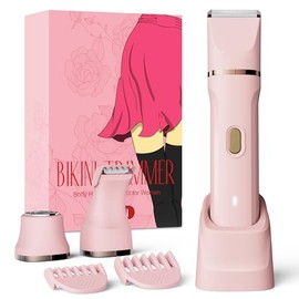 Dovety - Recortadora de bikini para mujer, afeitadora eléctrica 3 en 1 sin dolor para mujeres, afeitadora eléctrica recargable para piernas, cabello f