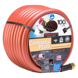 Swan Products SNCG34100 CONTRACTOR+ Commercial Duty Clay Water Hose with Crush Proof Couplings 100' x 3/4", Red