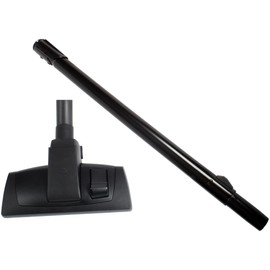 Cen-Tec Systems 95072 12" Combination Hard Floor and Carpet Vacuum Nozzle with Button Locking Telescopic Chrome Wand, Black