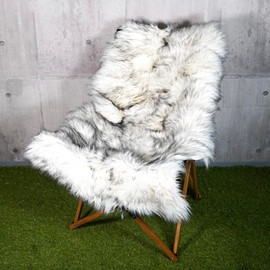 SWAG GEAR Faux Shearling Rug, Shearling Mat, Fluffy, Soft, Artificial Wool Mat, Long Hair, Rug, 23.6 x 47.2 inches (60 x 120 cm), Comfortable for Outdoor Activities! (White Gray)