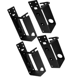 Heavy Duty Door Barricade Brackets,2x4 Door Barricade Security Bar, Lockable Door Bar Holder Bracket with 24 Screws, Drop Open Bar Holder Steel U Brackets Color Black (4PCS)