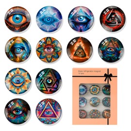 12Pcs Evil Eye Refrigerator Magnets Decorative Fridge Magnetic Crystal Glass Stickers, Colorful Teacher Education Supply for Dry Erase Whiteboard Fridge Office