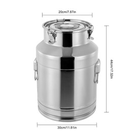 LOYALHEARTDY 28L/7.39Gal Milk Can, 304 Stainless Steel Milk Transport Cans Wine Pail Bucket Tote Jug Pot Oil Liquid Storage Barrel with 2 Handles Milk Container with Lid for Grain Wine Liquid