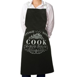 Premier Housewares 5100073 Vintage Home 100% Cotton Apron - Black, H83 x W70 x D1cm