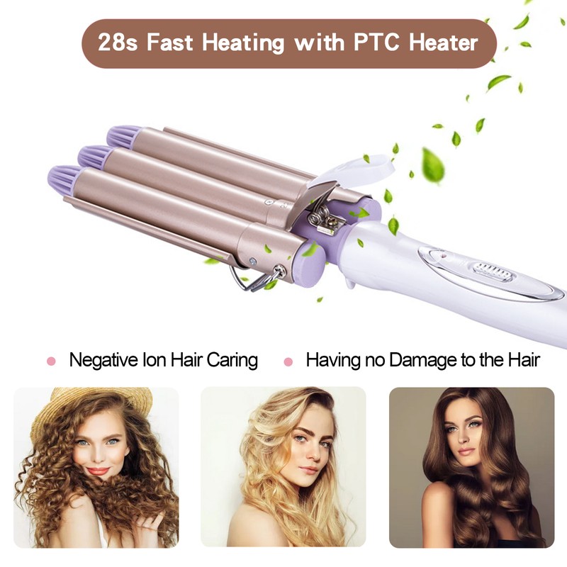 Hair Curling Iron 3-Barrel 22mm Egg Roll Hair Curler Hair