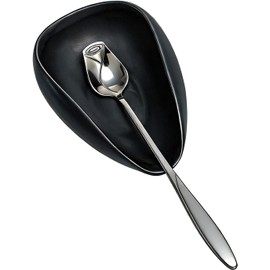 Juego de posacucharas de cerámica con cuchara negra, mini soporte para cucharillas de café y té, soporte para agitador de espresso, accesorios decorativos para estación de café y encimera de c