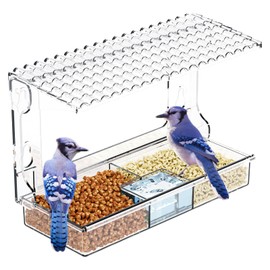 Window Bird Feeders With Strong Suction Cups,Acrylic Clear Birdhouse and Wild Birdfeeder for Window Viewing Box,Glass Bird Houses for Viewing Inside,Outdoors,Gifts for Grandparents,Old People,Kids,Cat