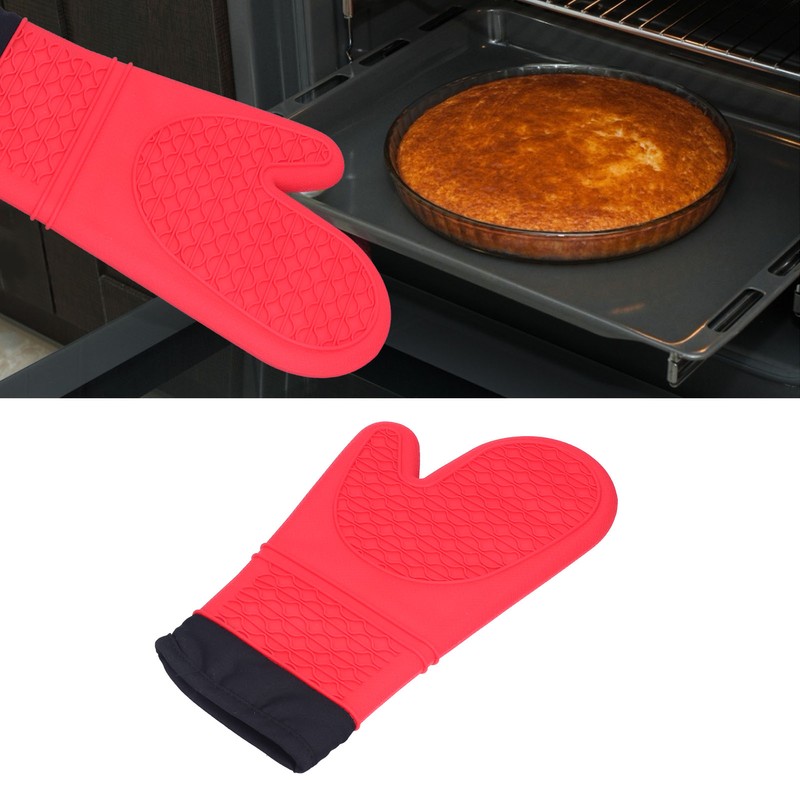 Silicone Oven Mitts with Cotton Heat Insulated Anti Scalding Baking