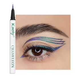 evpct Chameleon Duo Chrome Liquid Eyeliner, Teal Sapphire Blue Glitter Metallic Shimmer Liquid Eyeliner, Multichrome Color Shift, Long Lasting Waterproof Eye Liner Eyeshadow Pencil Face Glitter Makeup