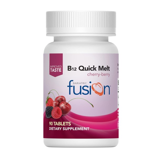 Bariatric Fusion Vitamin B12 Quick Melt | Cherry Berry Flavored Tablets | Dissolves On Your Tongue | Post Bariatric Surgery Patients | Gluten, Dairy & Soy Free | 90 Count