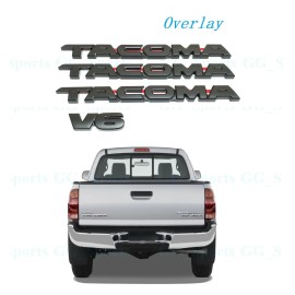 Tacoma 4PCS Kit Overlay Emblem Matte Black Side Door & Rear Tailgate Tacoma V6