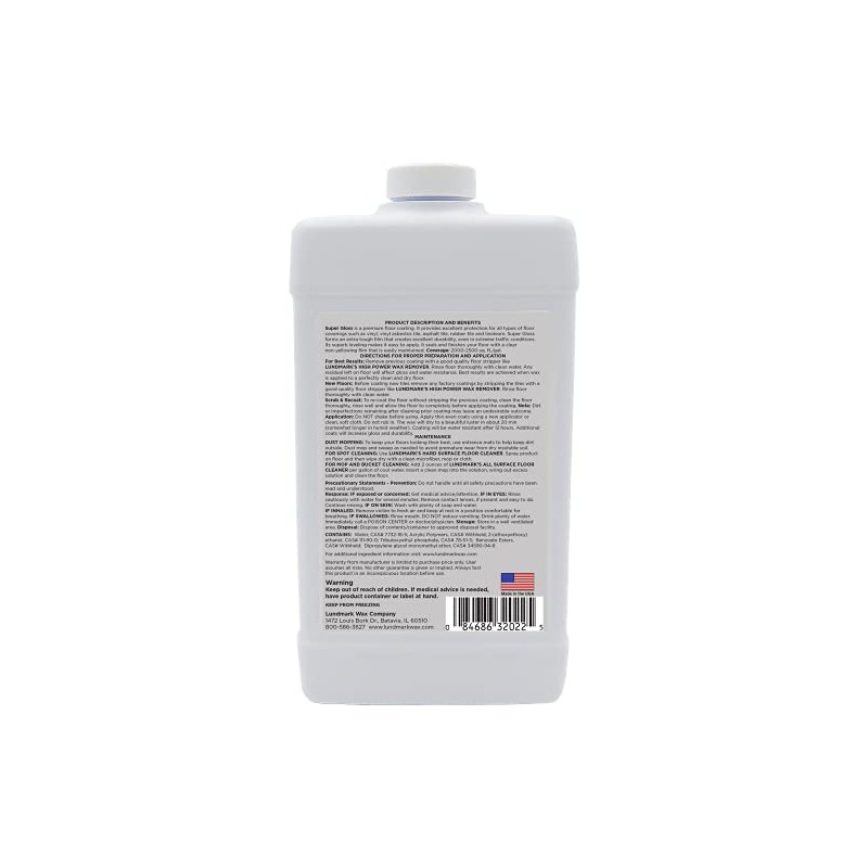 Lundmark Super Gloss Acrylic, Extra Heavy-Duty Hard Finish Floor Wax,