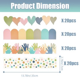 Boho Bulletin Board Borders, 80 Pcs Classroom Bulletin Board Stickers, Colorful Scalloped Border Trim for School, Office, Classroom, Chalkboard, Desk Decorations (91.8 Ft)