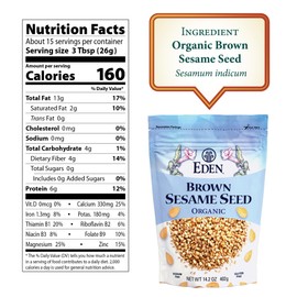 Eden Organic Brown Sesame Seed, Unhulled & Raw, 14.2 oz