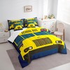 Cartoon School Bus Kids Comforter Set 7 Piece Twin Size,Bright