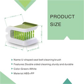 Polcatay 2 PCS Car Seat Belt Cleaning Brush, U-Shaped Non-Slip Double-Sided Quick Cleaning Tool, Foldable Portable Multi-Functional Knife and Fork Brush, Universal for Cars Home (Green)