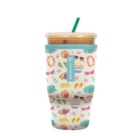 Sok It JavaSok Iced Coffee & Cold Soda Insulated Neoprene Cup Sleeve (Beach Life, Large: 30-32oz)