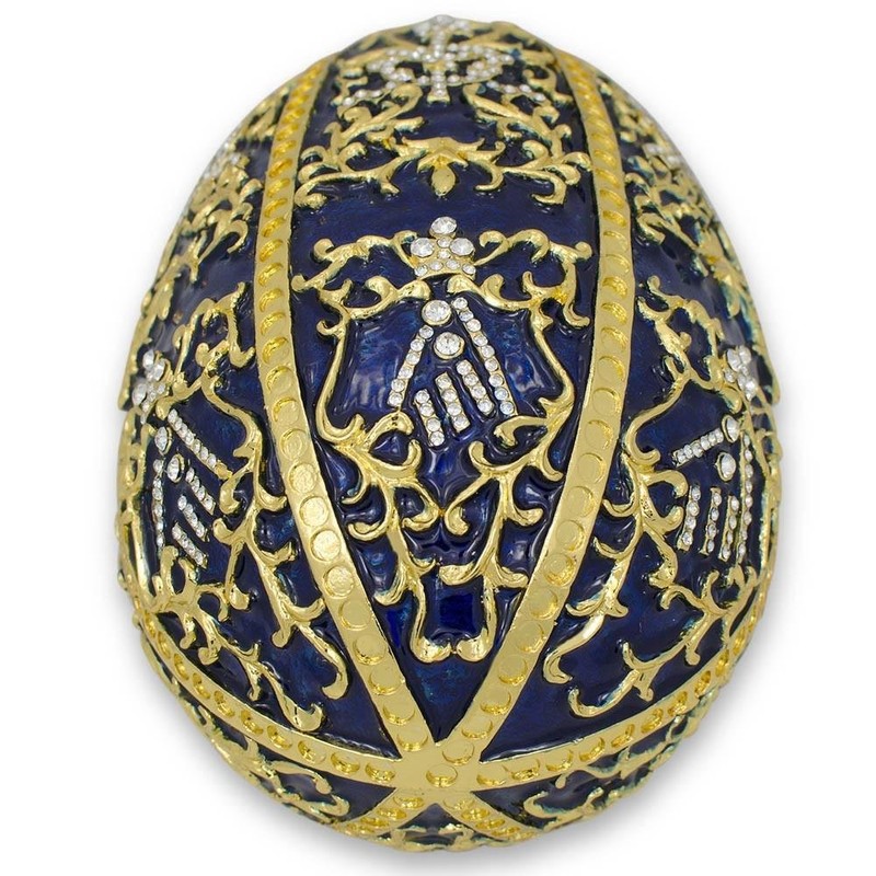 BestPysanky 1895 Twelve Monograms Royal Imperial Metal Easter Egg