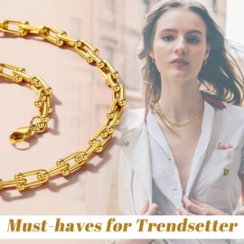 GoldChic Copper Curb Chain Choker Necklace in 5 mm/10.5 mm/11 mm/23 mm Wide Classic Cuban Necklace Large Cuban Link Chain Choker in Gold Length 36 cm - 55 cm, Stainless Steel
