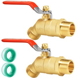 SIGURANTA 3/4" NPT/MIP Brass Male Hose Faucet, Water Spigot with 3/4" Male GHT Thread, Heavy-Duty Outdoor Hose Full-Flow Valve Outdoor Faucet (3/4" NPT Inlet Long Handle 2PCS)