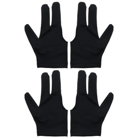 4PCS Billiard Gloves Three Finger Cue Snooker Billiard Pool Shooters Gloves for Women Men Left & Right Hand Billiard Accessories Nylon Black