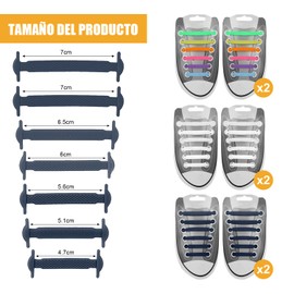 SUKYBUE Cordones Elásticos, 6 Pares de Agujetas Elásticas, Sin Ataduras para Zapatillas de Deporte, Impermeable y Cómodo