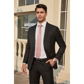 HISDERN Ties for Men Plain Classic Tie Men's Formal Elegant Business Tie for Wedding Party Office Tie 8.5 cm, lightpink, Unit size