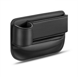 TOEECY Car Organiser Large Capacity with Cup Holder Car Seat Gap Filler Organiser Soft and Smooth for Small Items Mobile Phones (Black Main Driver)