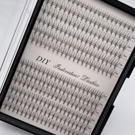 Individual Lashes Natural Cluster Lashes 8-14mm Mixed Pack /12 Roots/ D Curl /0.07mm Thickness / Faux Mink Diy Premade Fans Eyelash Extensions (D Curl, Flower Cluster Lashes)