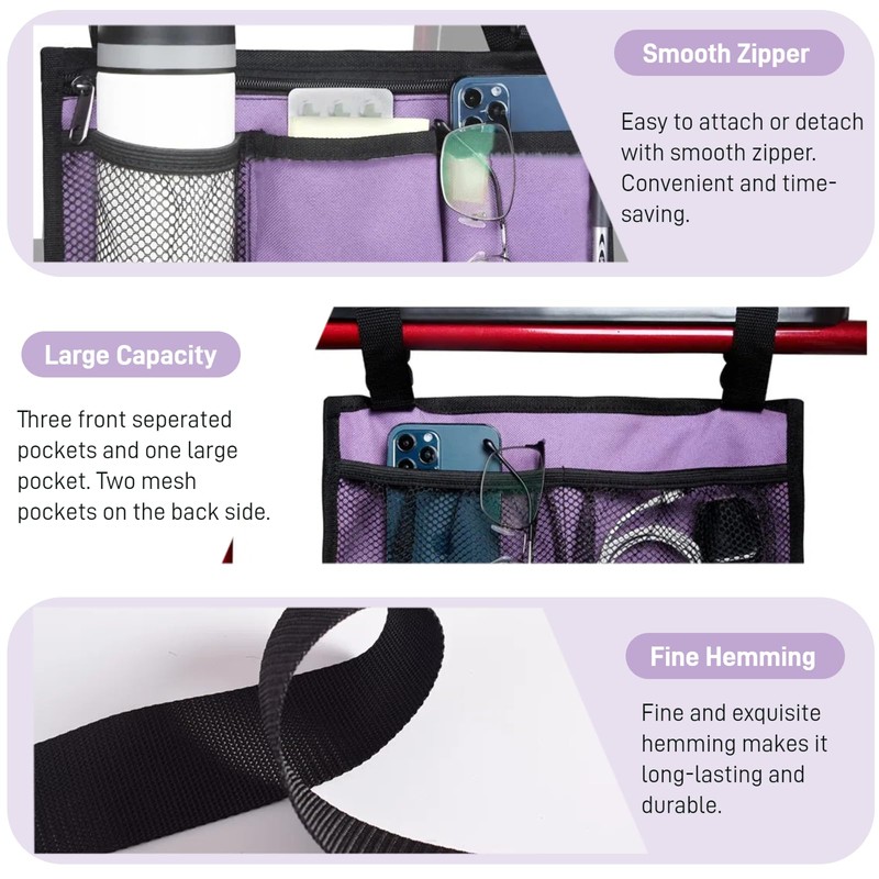 WEEOATAR Wheelchair Side Bags Storage Pouch with Cup Holder, Water-Resistant,