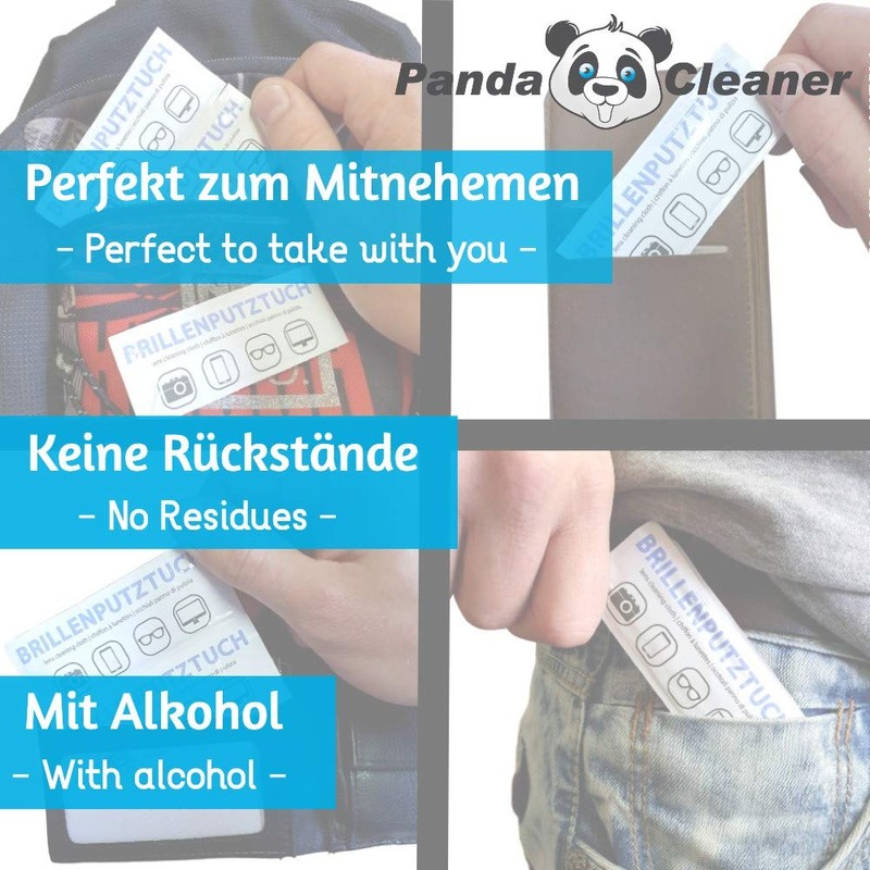 PandaCleaner Glasses Cleaning Cloths Wet Alcohol - Premium Glasses Cleaning