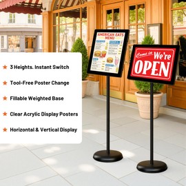 6 Pack Sign Stands 8.5"x11", Adjustable Floor Standing Sign Holders