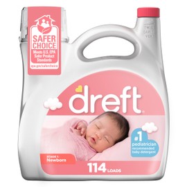 Dreft Stage 1 Newborn Baby Liquid Laundry Detergent, Gentle on Sensitive Skin, HE Compatible, 114 loads