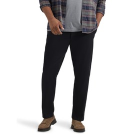 Lee Men's Big & Tall Extreme Motion Flat Front Relaxed Taper Pant Black 46W x 34L