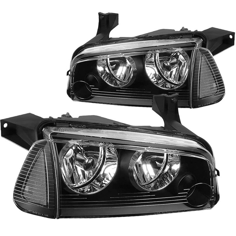 SOCKIR 4Pcs Headlight Assembly Compatible with 2006-2010 Dodge Charger Headlight